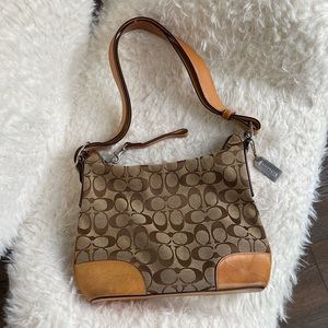 COACH Signature Leather and Canvas Shoulder Bag